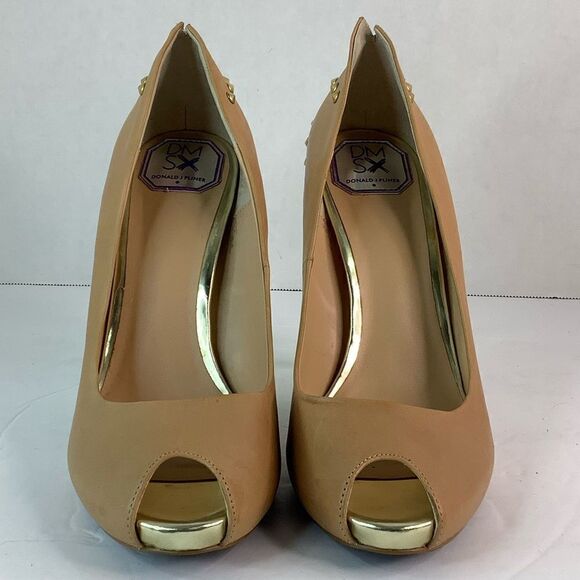 DMSX Donald J Pliner Latoya Tan/Green Neon Heels Peep Toe Stiletto Sz 8 - Picture 6 of 11